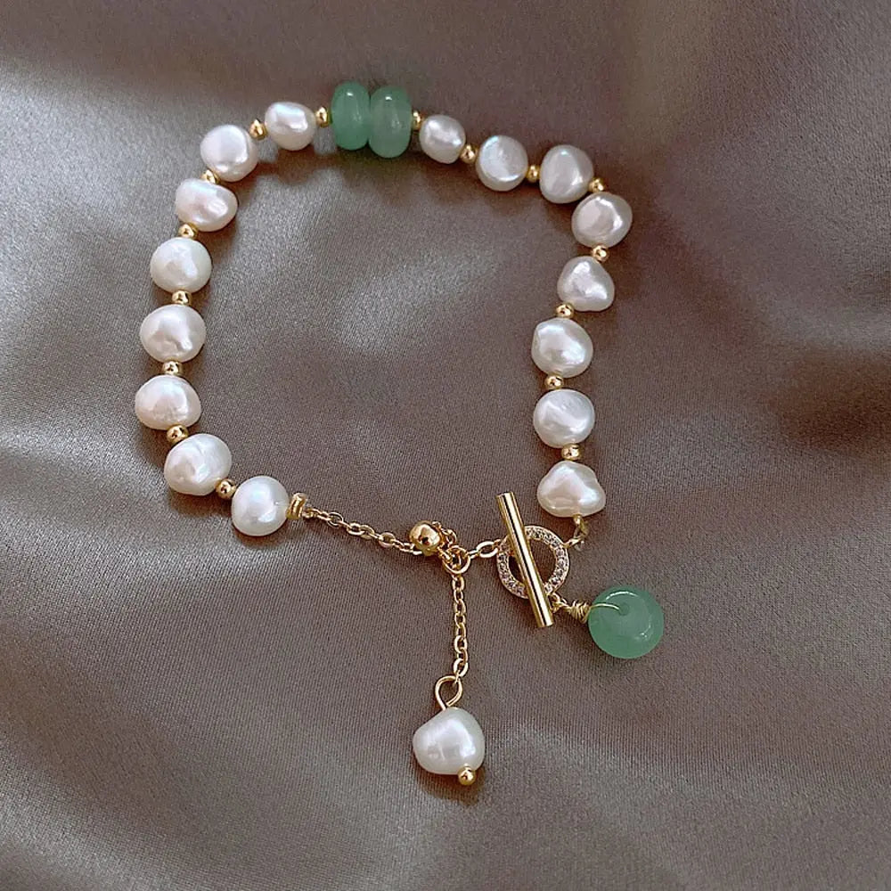 Freshwater Perla & Jade Pulsera