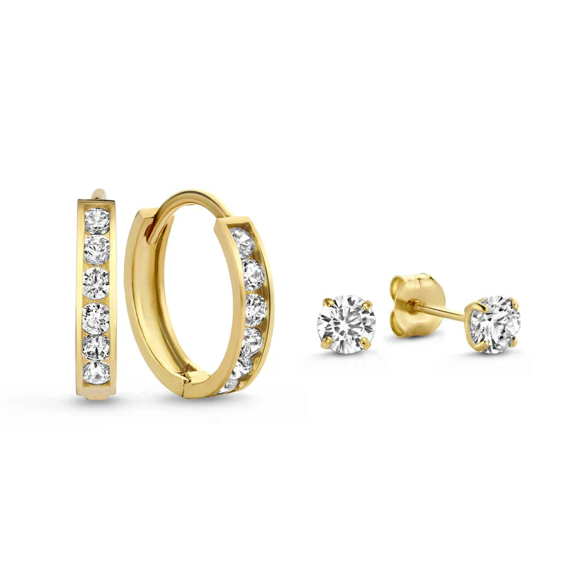 Dara Brillane Piedra Aretes Set | Oro