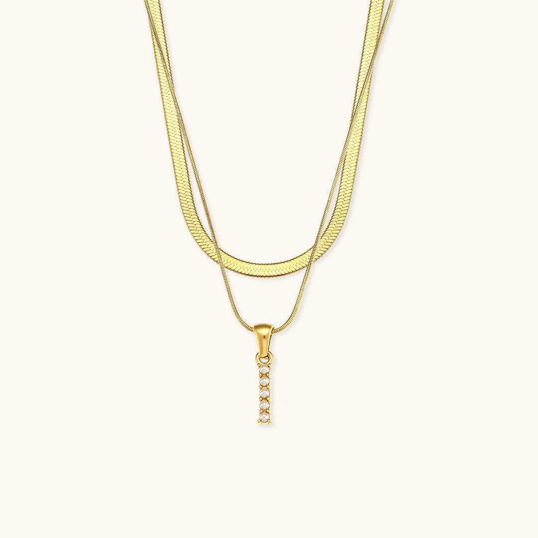 Fiona Layered Oro Initial Letter Collar