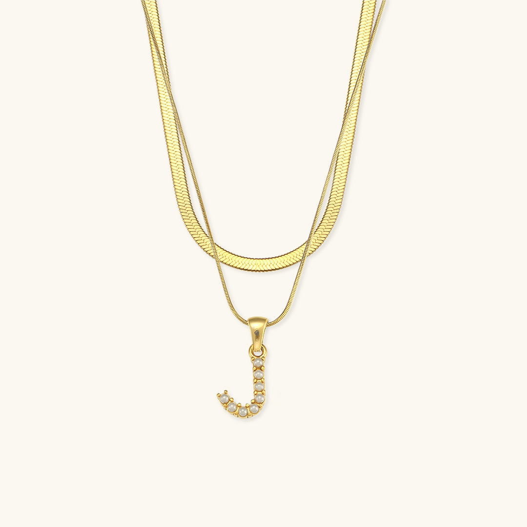 Fiona Layered Oro Initial Letter Collar