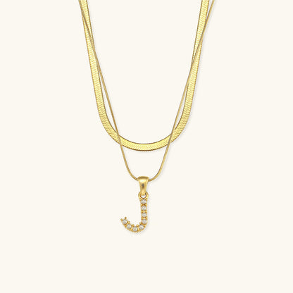 Fiona Layered Oro Initial Letter Collar