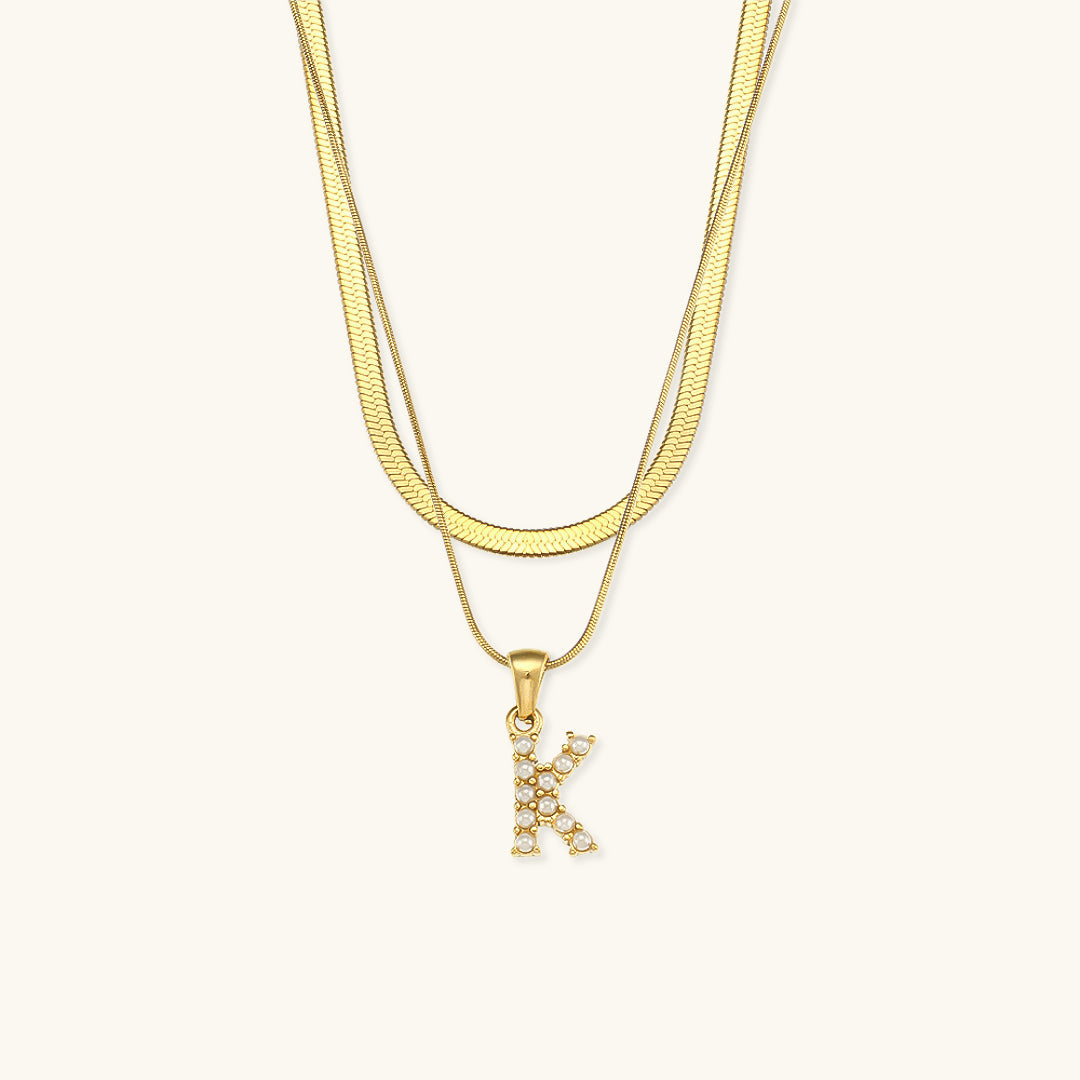 Fiona Layered Oro Initial Letter Collar
