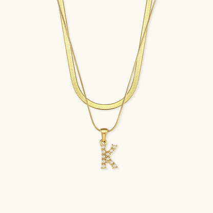 Fiona Layered Oro Initial Letter Collar
