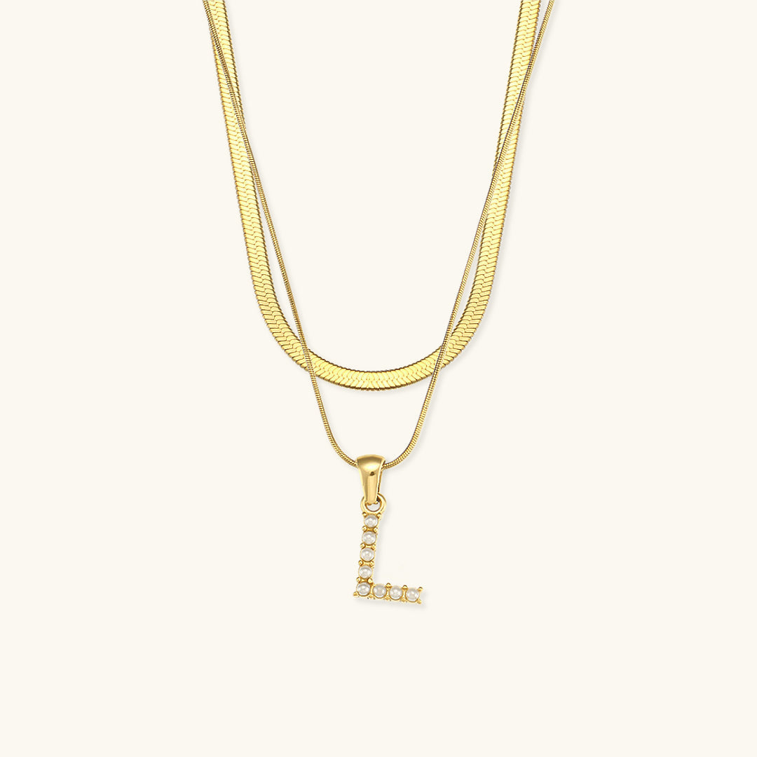 Fiona Layered Oro Initial Letter Collar