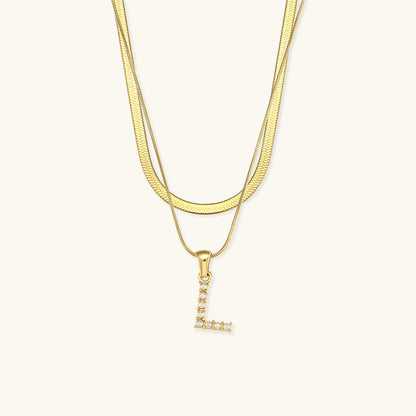 Fiona Layered Oro Initial Letter Collar