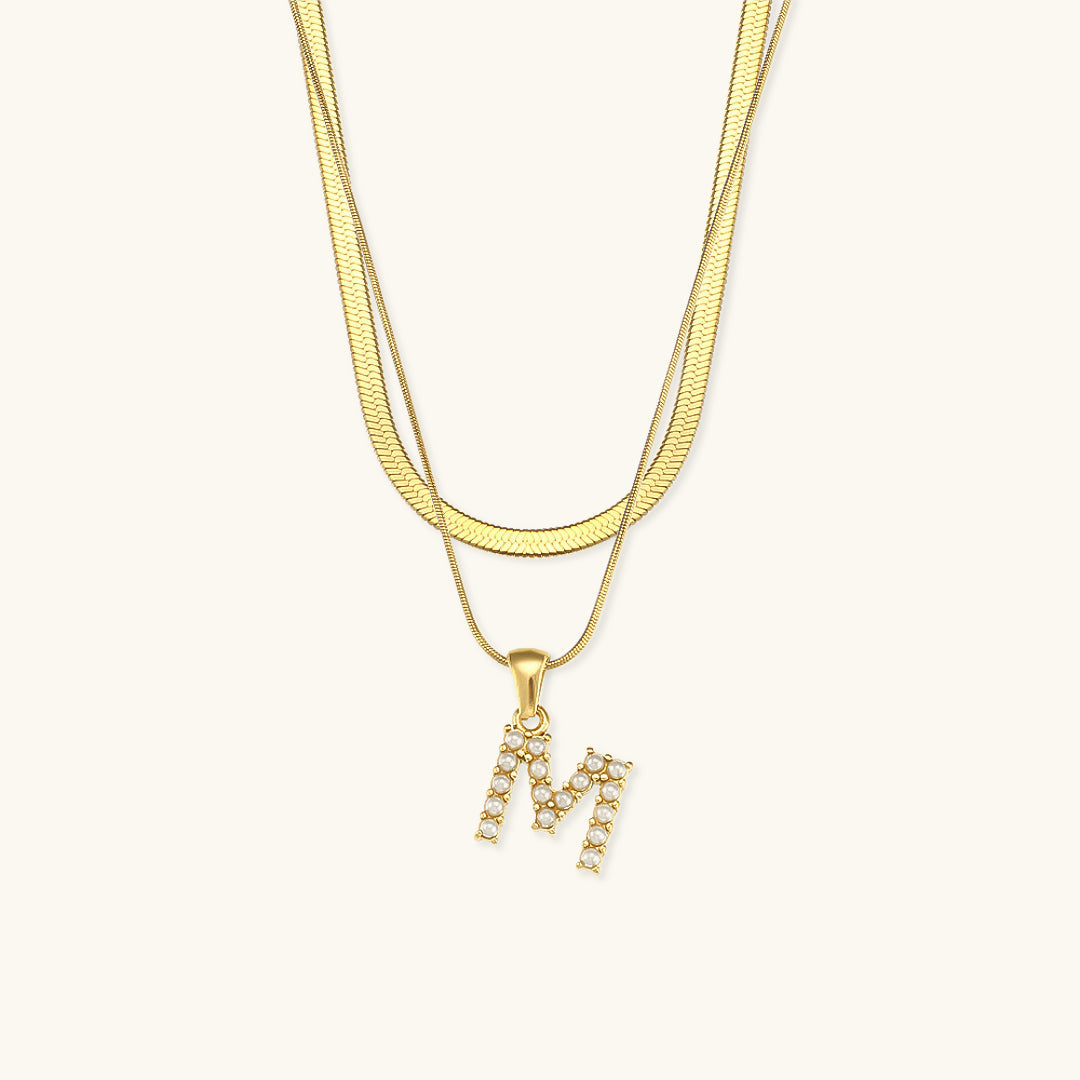 Fiona Layered Oro Initial Letter Collar