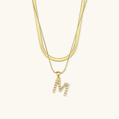 Fiona Layered Oro Initial Letter Collar