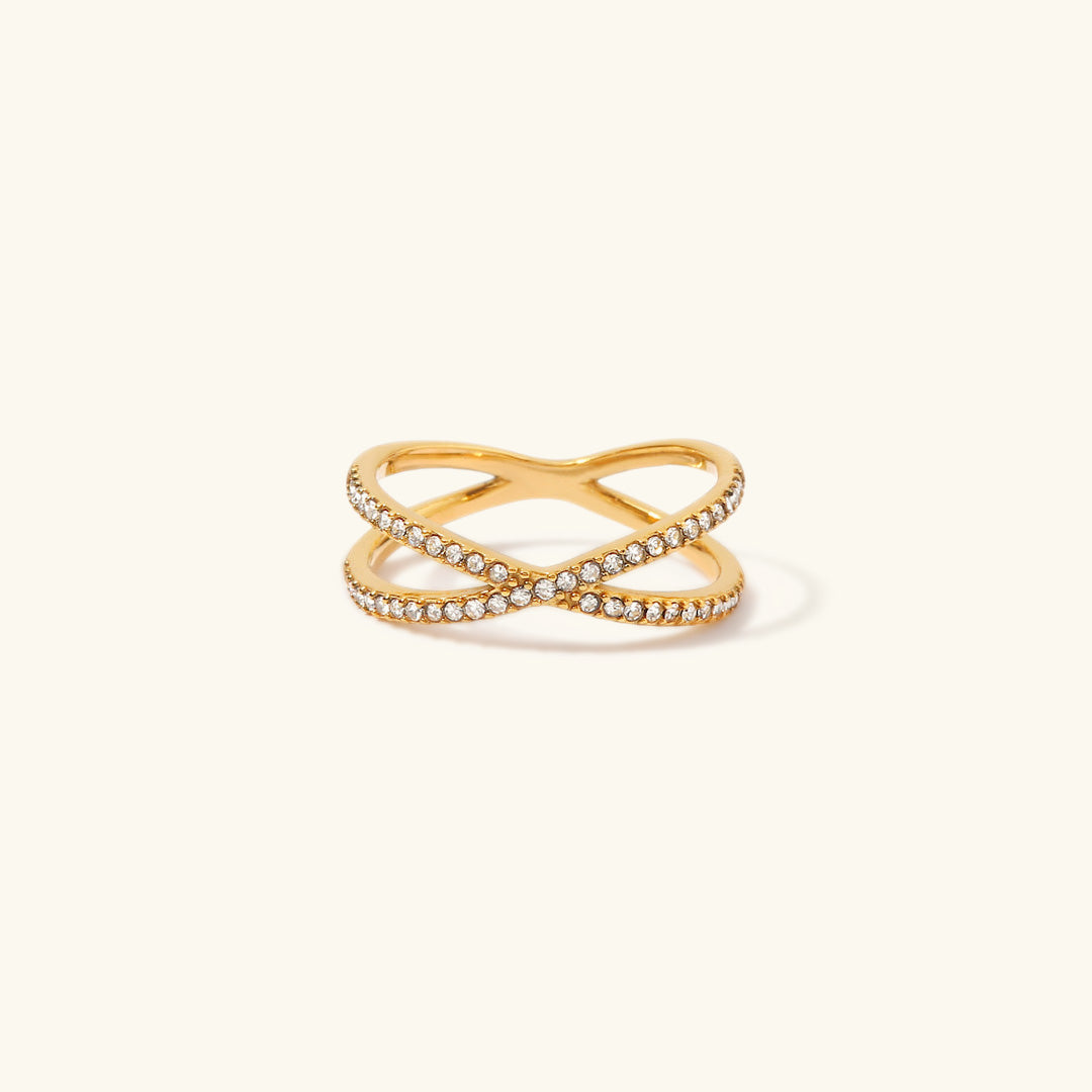 Nia Oro Diamante Cross Anillo