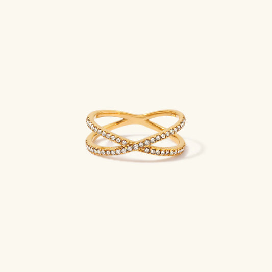 Nia Oro Diamante Cross Anillo