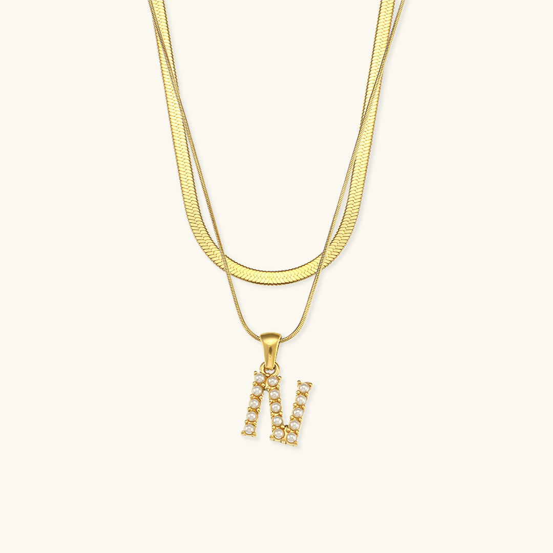 Fiona Layered Oro Initial Letter Collar