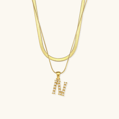 Fiona Layered Oro Initial Letter Collar