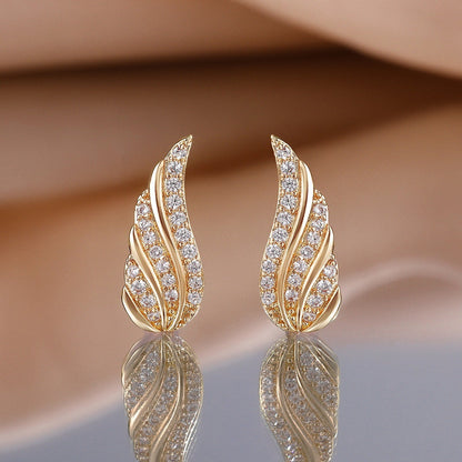 Modern Leaf Pave Aretes | Oro