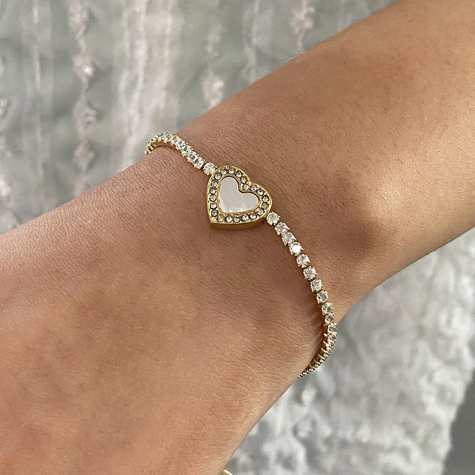 Cameron Diamante Pulsera Tenis Corazón
