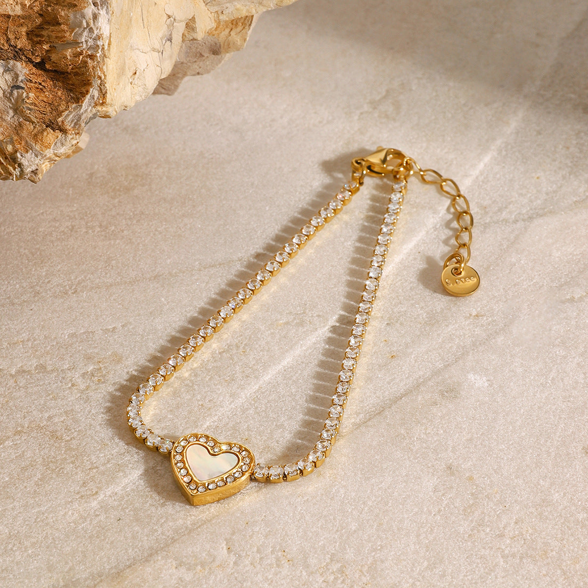 Cameron Diamante Pulsera Tenis Corazón
