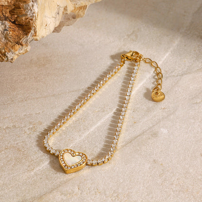 Cameron Diamante Pulsera Tenis Corazón