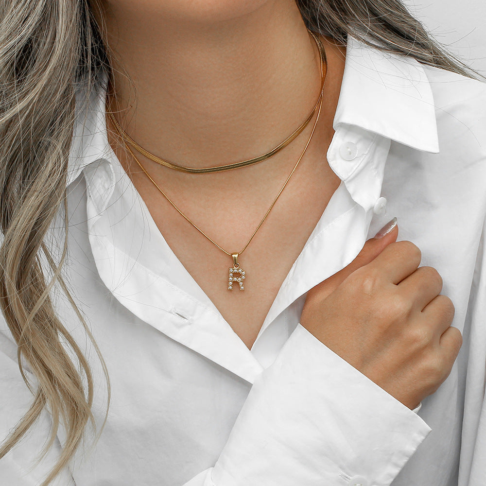 Fiona Layered Oro Initial Letter Collar