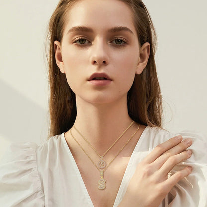 Pave letter initial set de collares | Oro