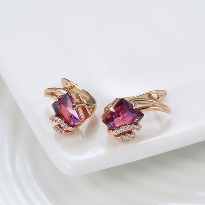 Crimson Square Cristal Aretes | Rosegold