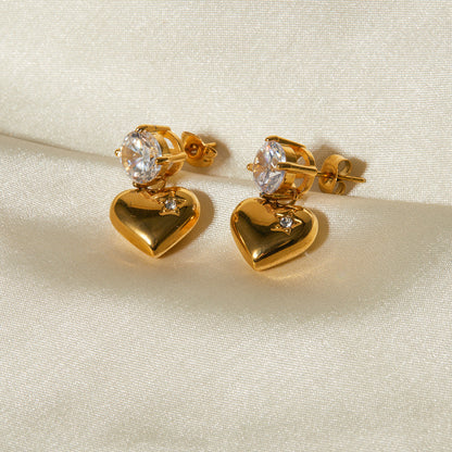 Emmeline Corazón Oro Aretes