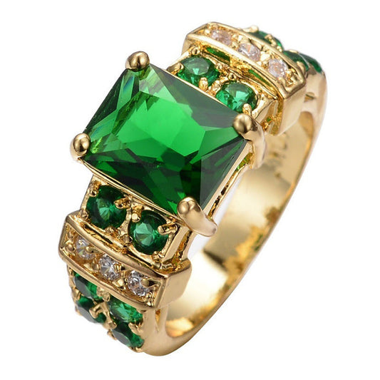 Oro Esmeralda Geometric Anillo