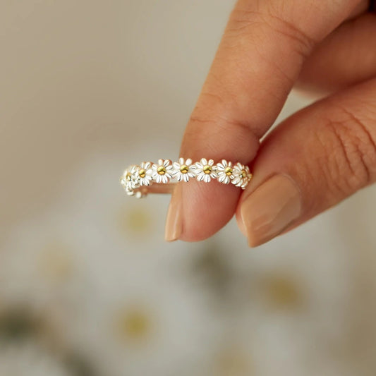 Plata Floral Anillo