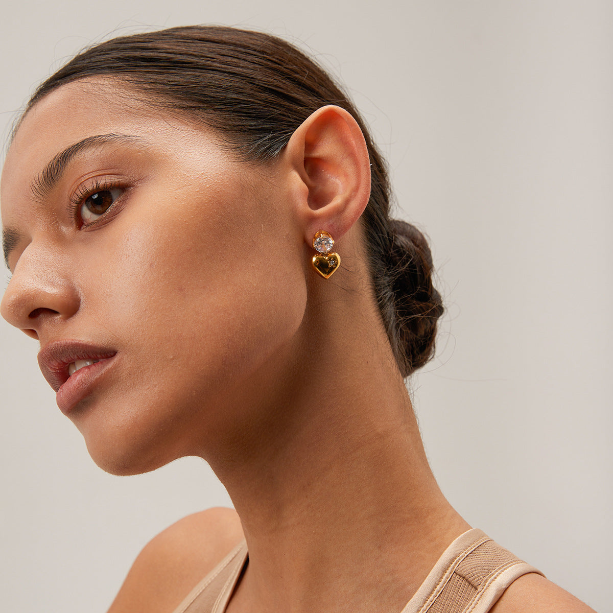 Emmeline Corazón Oro Aretes