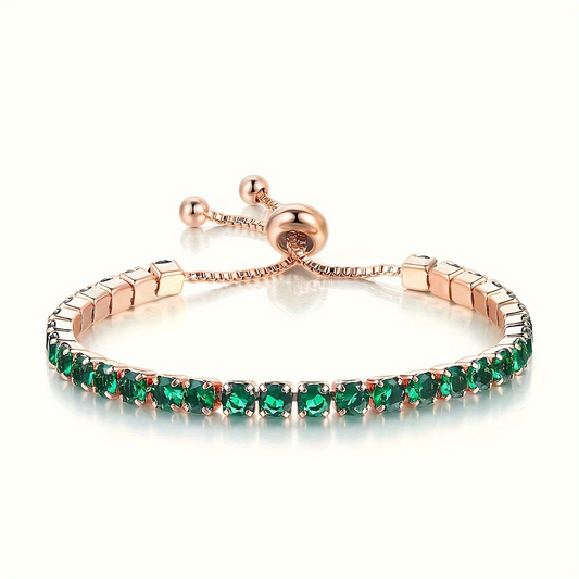 Oro Esmeralda Adjustable Pulsera Tenis