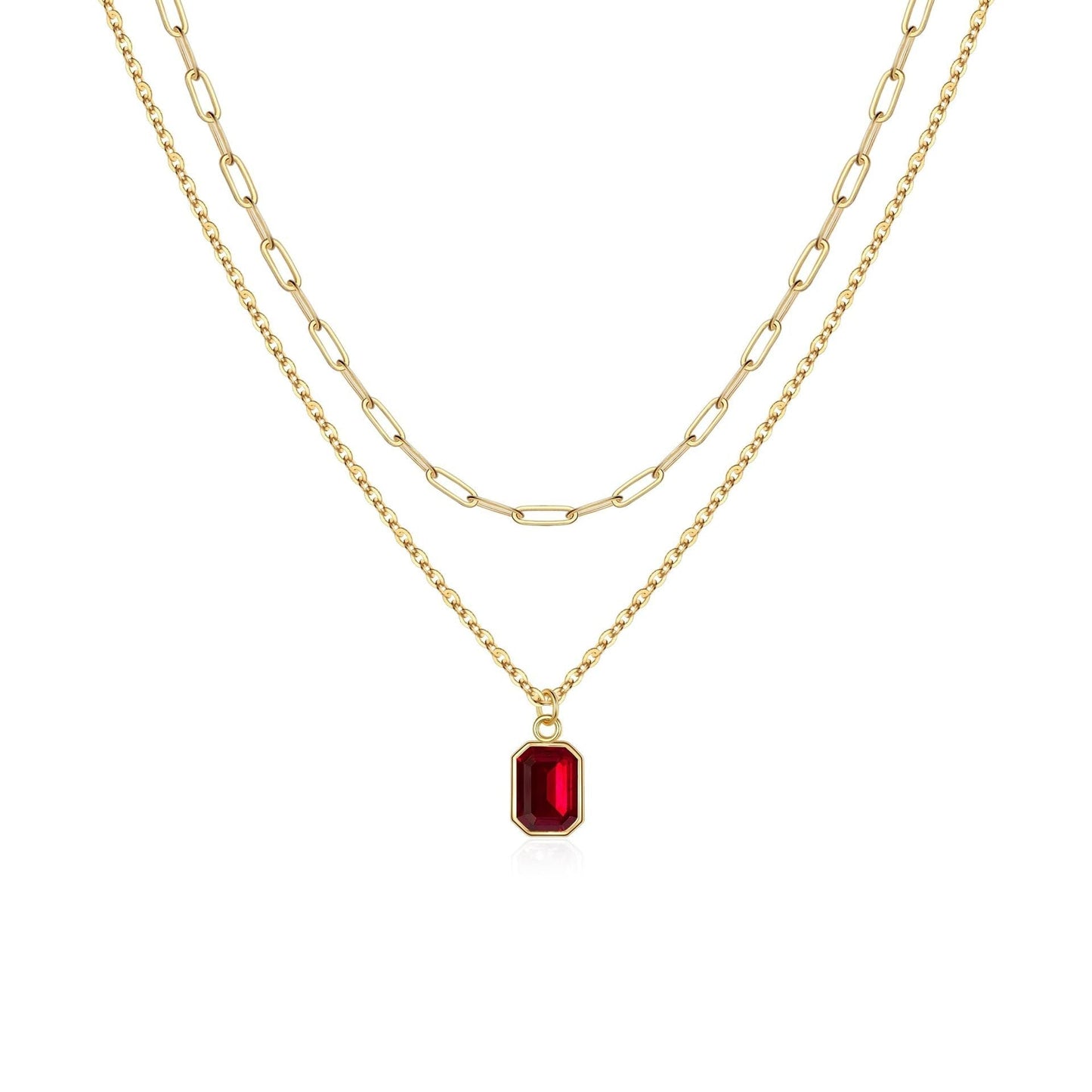 Paperclip Layered Rubí Collar | Oro