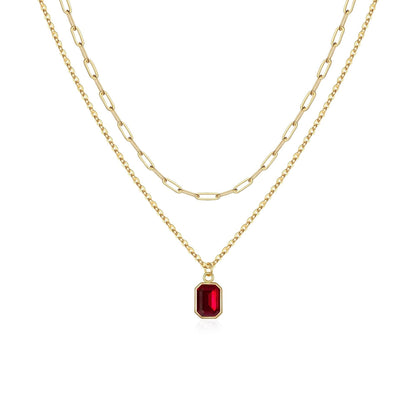Paperclip Layered Rubí Collar | Oro