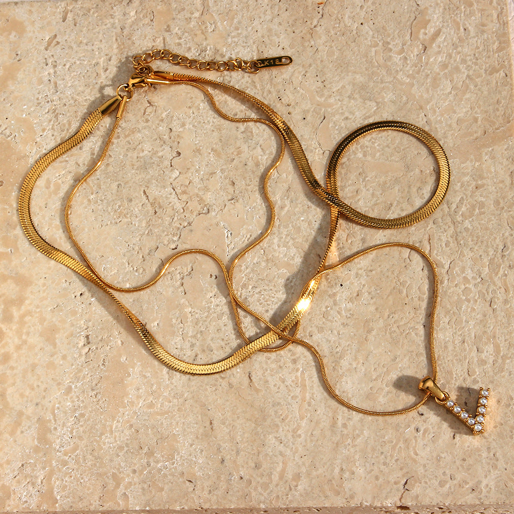 Fiona Layered Oro Initial Letter Collar