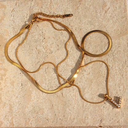 Fiona Layered Oro Initial Letter Collar