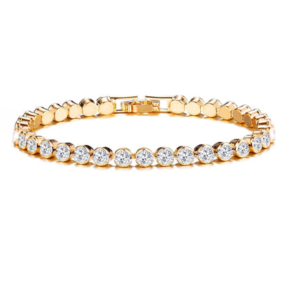 Round Cut Pulsera Tenis | Oro
