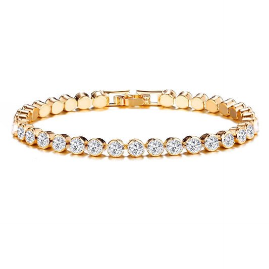 Round Cut Pulsera Tenis | Oro