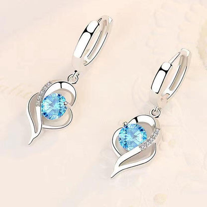 Eclipse Corazón Aretes Colgantes | Blanco Oro