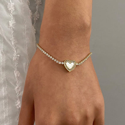 Cameron Diamante Pulsera Tenis Corazón