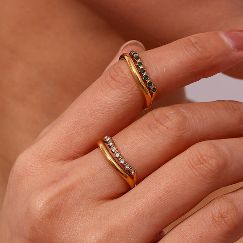 Adeline Diamante Simulant Oro Anillo