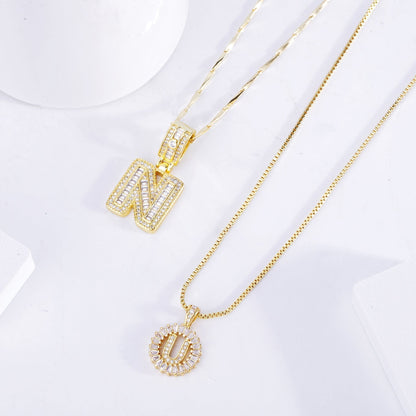 Pave letter initial set de collares | Oro