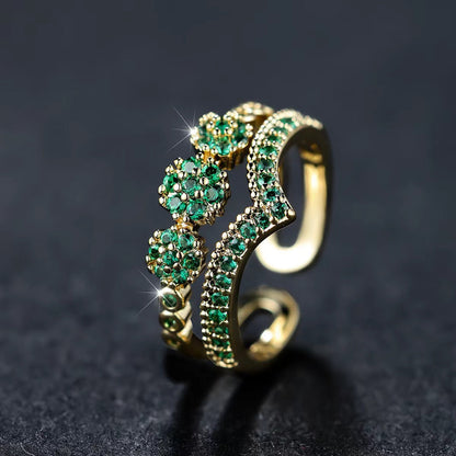 Oro Esmeralda Cluster Anillo