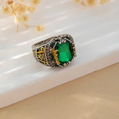 Plata Esmeralda Vintage Anillo