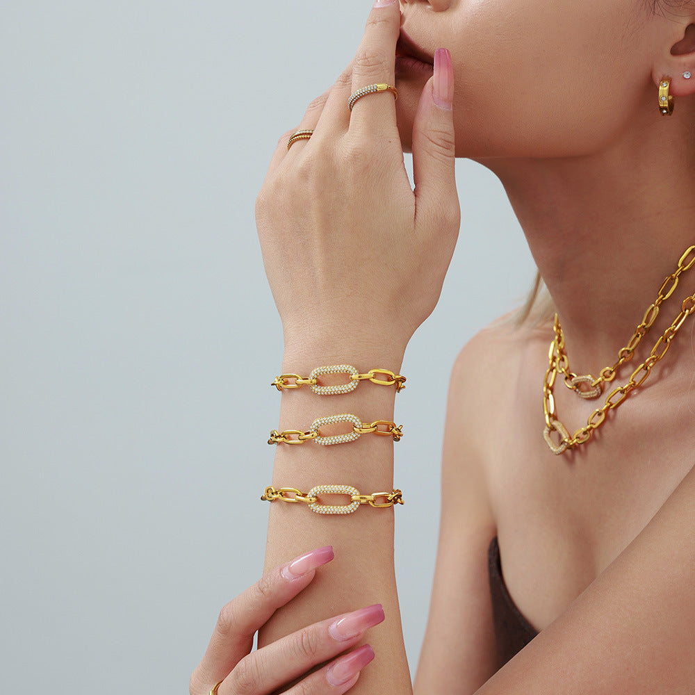 Paved Chunky Chain Link Set de Joyas | Oro