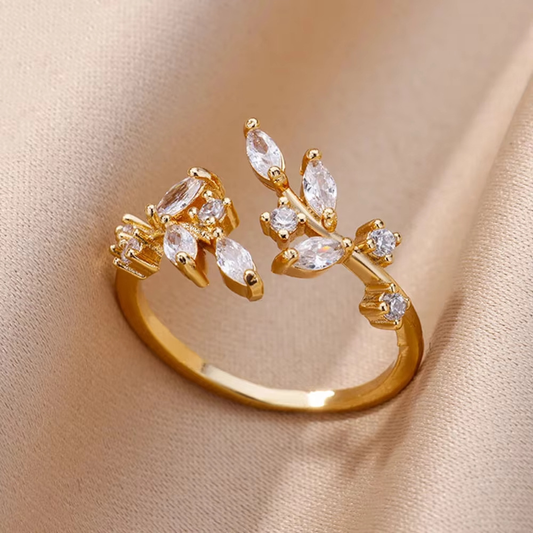 Oro Open Leaf Anillo
