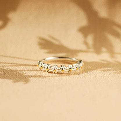 Plata Floral Anillo