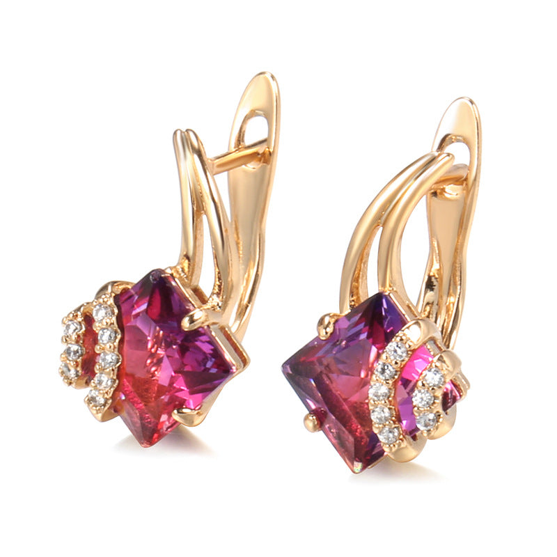 Crimson Square Cristal Aretes | Rosegold