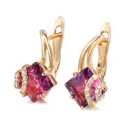 Crimson Square Cristal Aretes | Rosegold