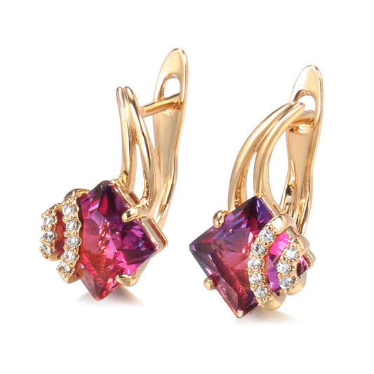 Crimson Square Cristal Aretes | Rosegold
