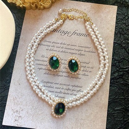 Imperial Perla Esmeralda Set de Joyas
