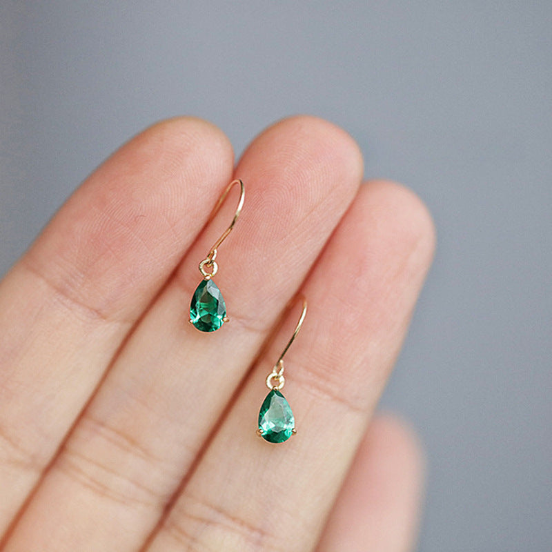 Oro Esmeralda Teardrop Aretes Colgantes