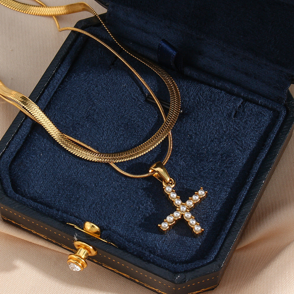 Fiona Layered Oro Initial Letter Collar