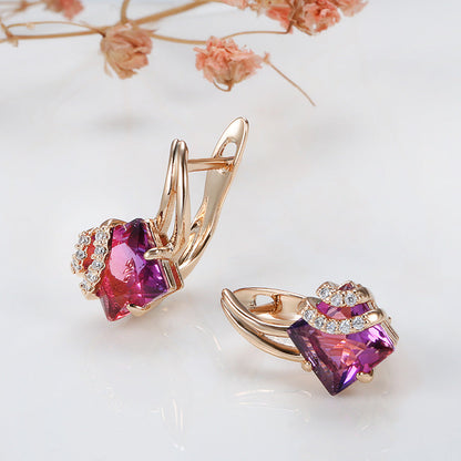 Crimson Square Cristal Aretes | Rosegold