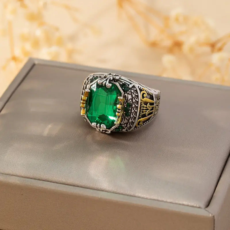 Plata Esmeralda Vintage Anillo
